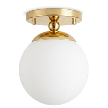 Handmade Brass Globe Flush Mount Ceiling Light in polished brass