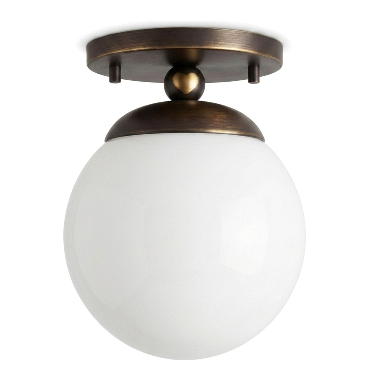 Handmade Brass Globe Flush Mount Ceiling Light in blackened brass
