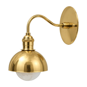 Brass Wall Sconce Light with Dome Shade – Aged Brass Finish in polished brass
