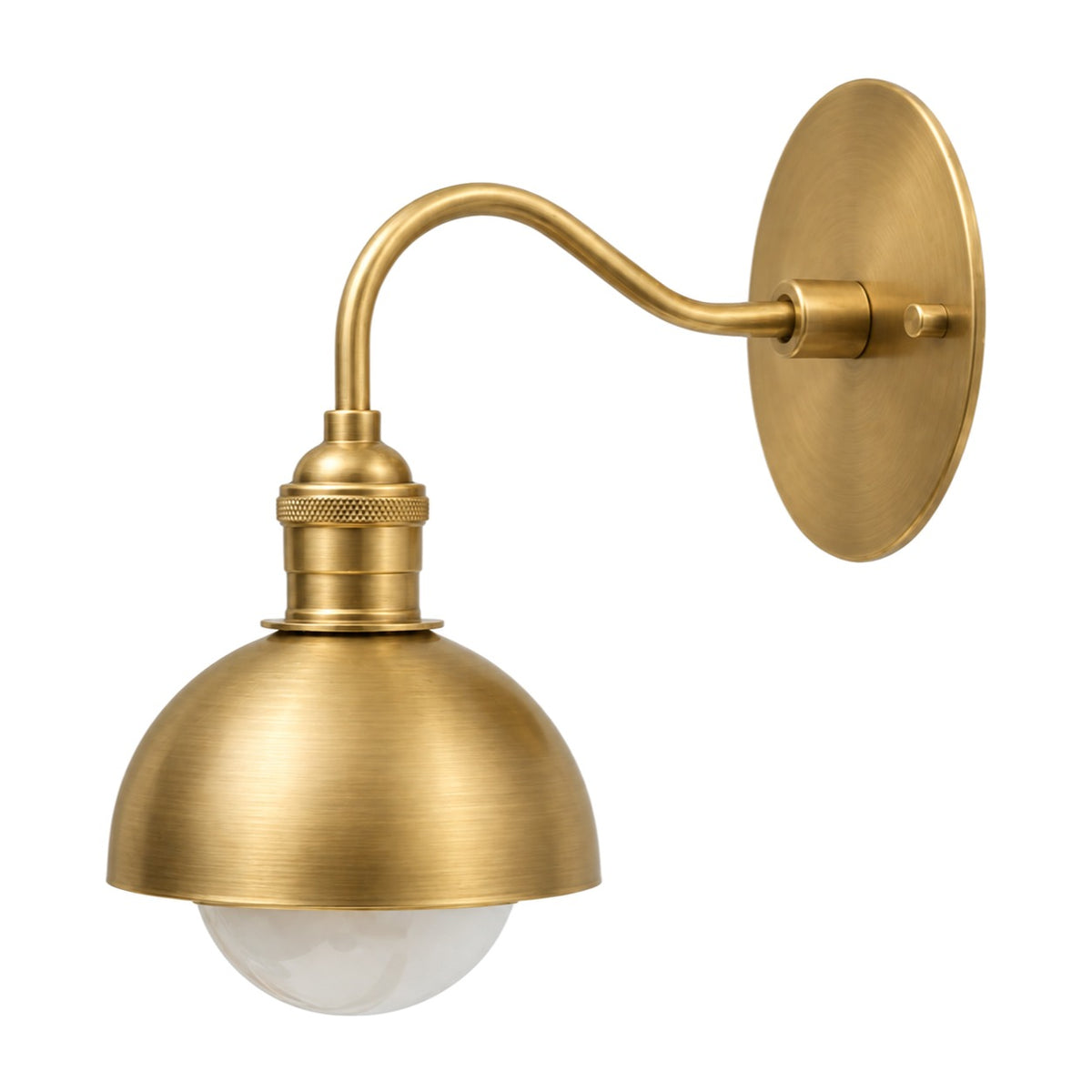 Brass Wall Sconce Light with Dome Shade – Aged Brass Finish in brushed brass