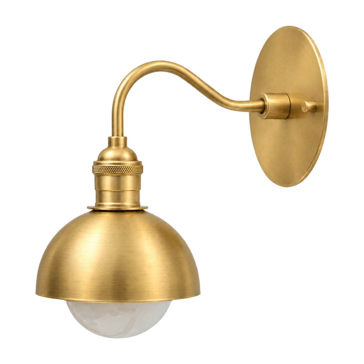 Brass Wall Sconce Light with Dome Shade – Aged Brass Finish in raw brass