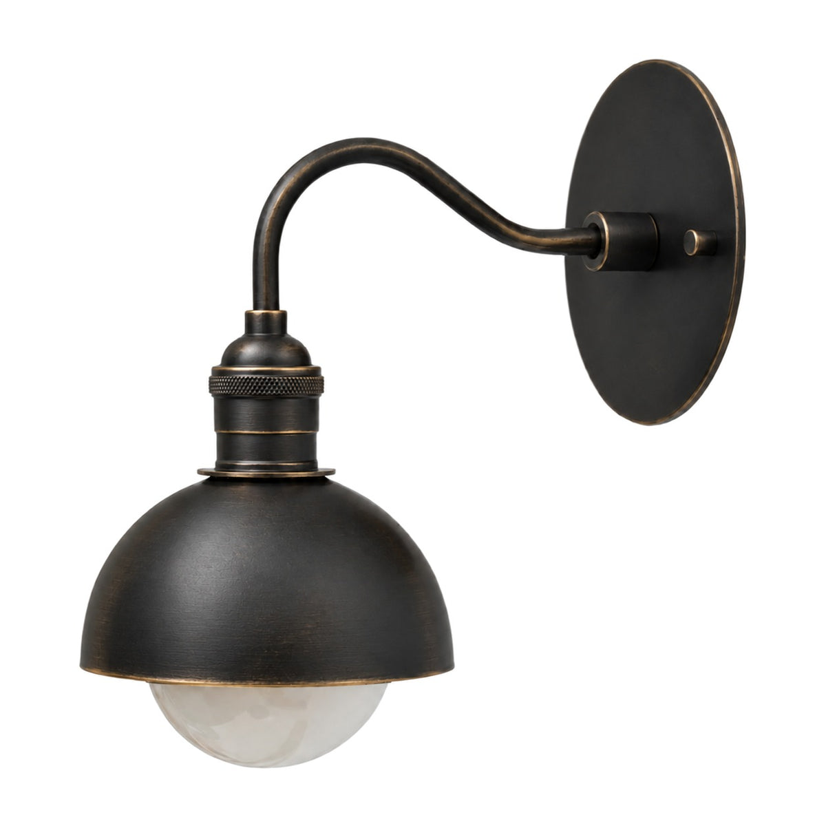 Brass Wall Sconce Light with Dome Shade – Aged Brass Finish in antique black