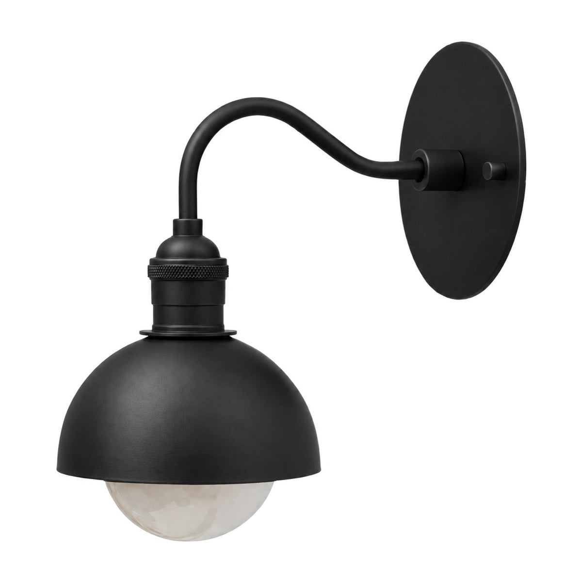 Brass Wall Sconce Light with Dome Shade – Aged Brass Finish in matt black