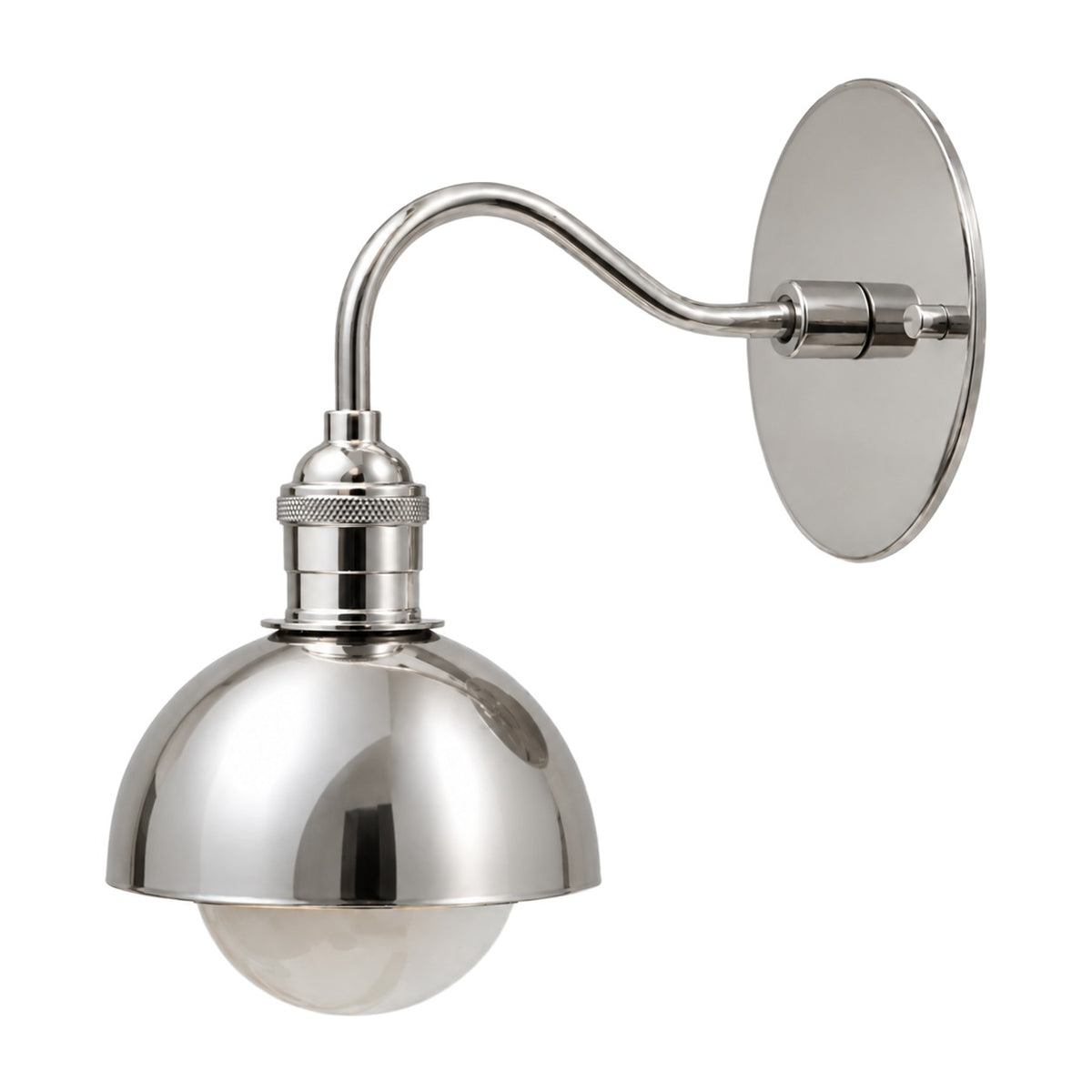 Brass Wall Sconce Light with Dome Shade – Aged Brass Finish in polished chrome
