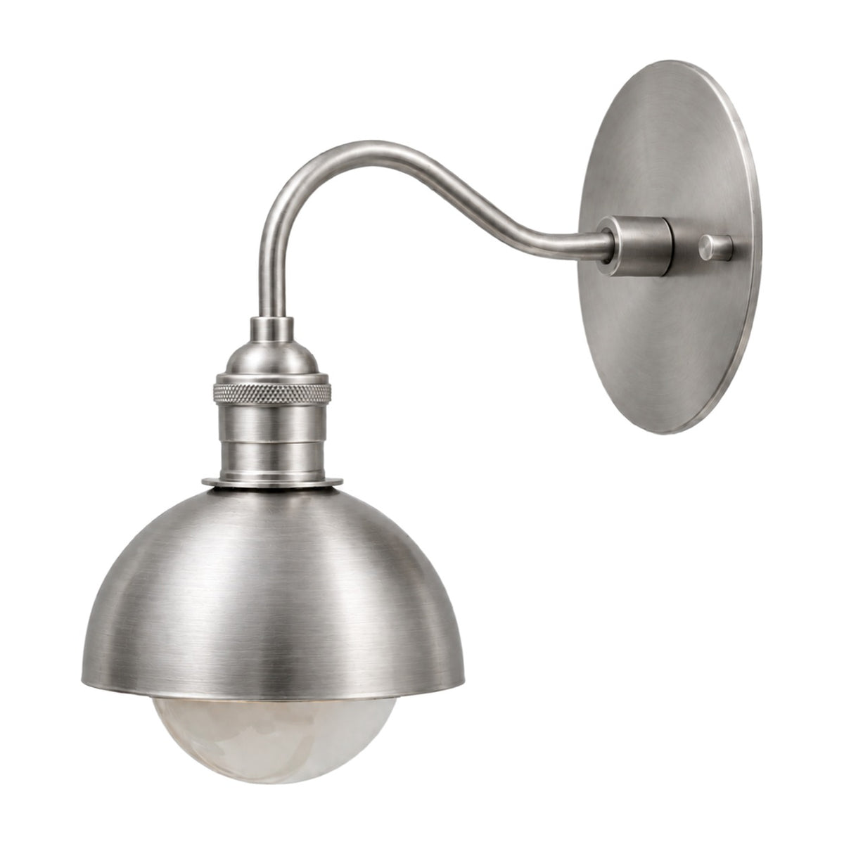 Brass Wall Sconce Light with Dome Shade – Aged Brass Finish in brushed chrome