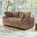 Sky Cloud Pro Sectional Sofa, Plush Comfort Plush Fabric Loveseats 2-Seaters, Brown