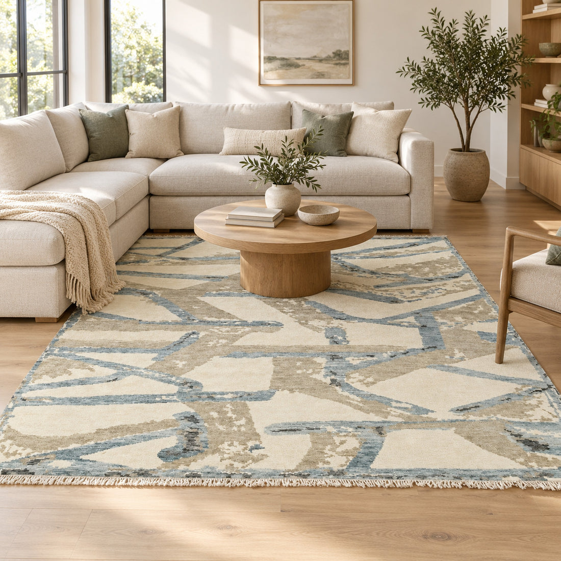 Christo Abstract Area Rug, full view on a white background