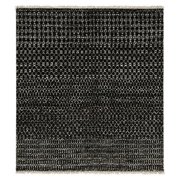 Darya Wool Silver Silk Hand Knotted Premium Quality Rug, full view on a white background