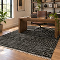 Darya Wool Silver Silk Hand Knotted Premium Quality Rug in a home office