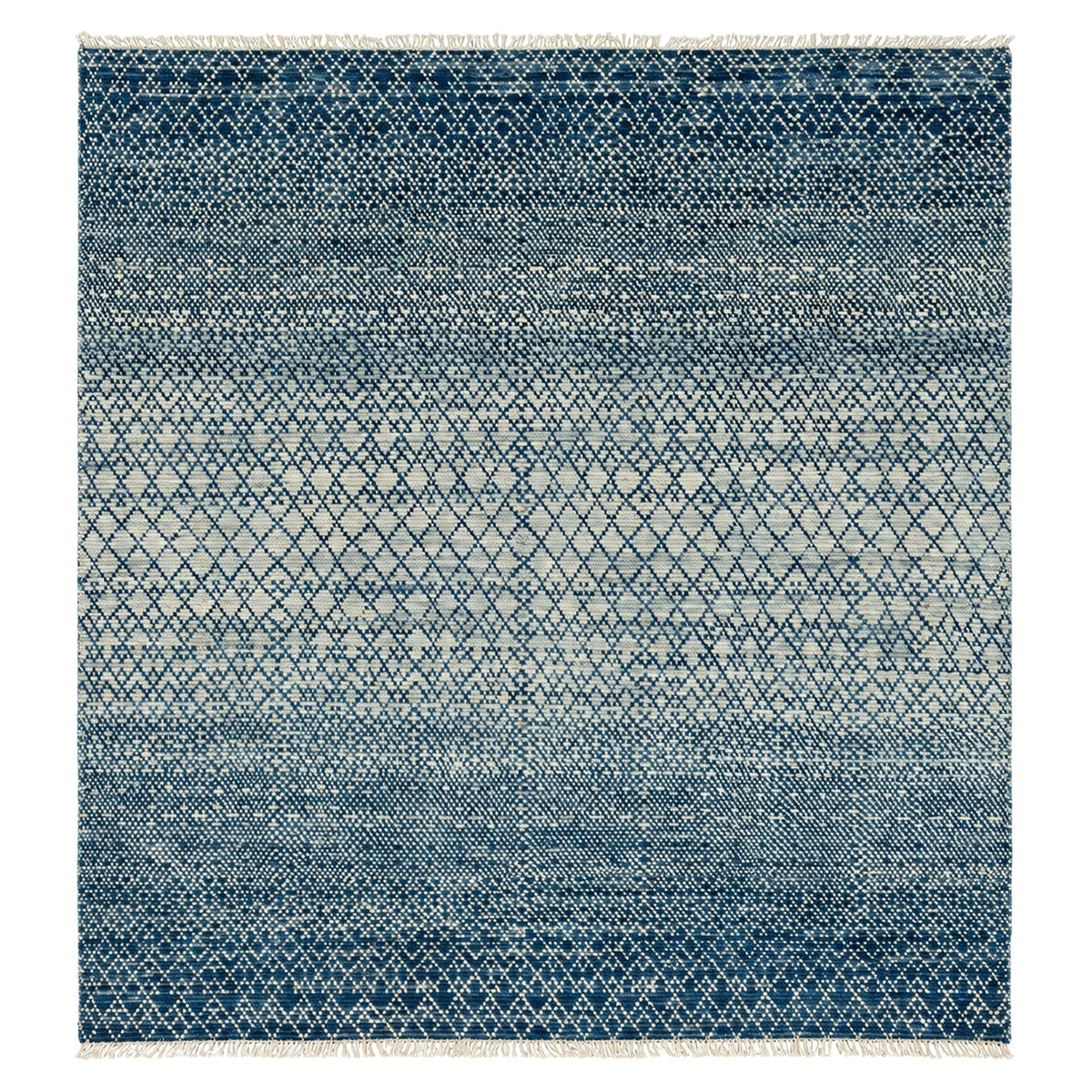 Denim blue Indo Savannah Soft Wool Rug, full view on a white background
