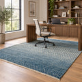 Denim blue Indo Savannah Soft Wool Rug in a home office