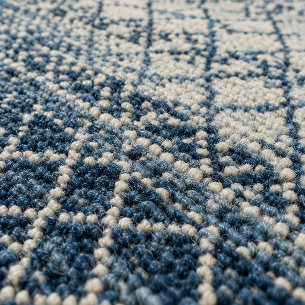 Denim blue Indo Savannah Soft Wool Rug, close up of the texture