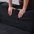 Urban Sectional Sofa, Pet-Friendly Cloud Velvet Sleepers 4-Seaters, Black