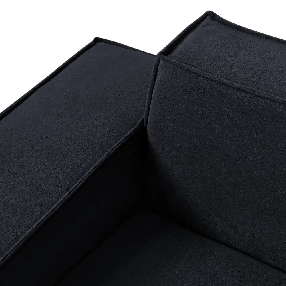Urban Sectional Sofa, Pet-Friendly Cloud Velvet Sleepers 4-Seaters, Black