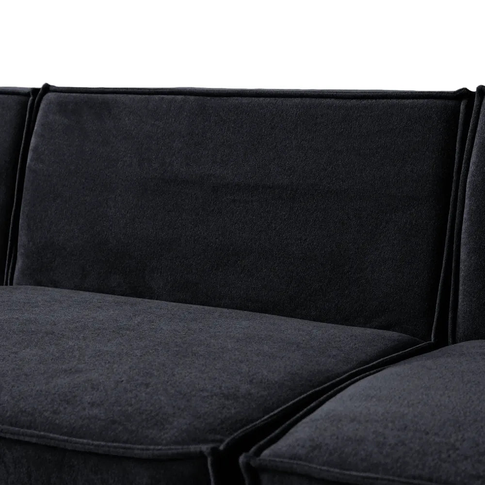 Urban Sectional Sofa, Pet-Friendly Cloud Velvet Sleepers 4-Seaters, Black
