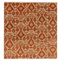 Ella Red Beige Hand Knotted Rug, full view on a white background