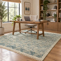 Esprenza Zigzag pattern Ivory Grey Rug in a home office