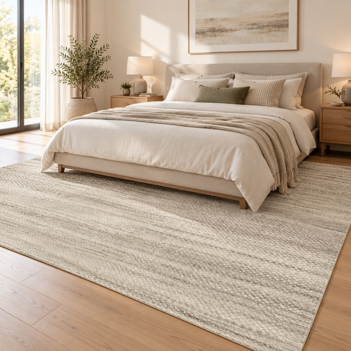 Faded Contemporary rugs in a bedroom
