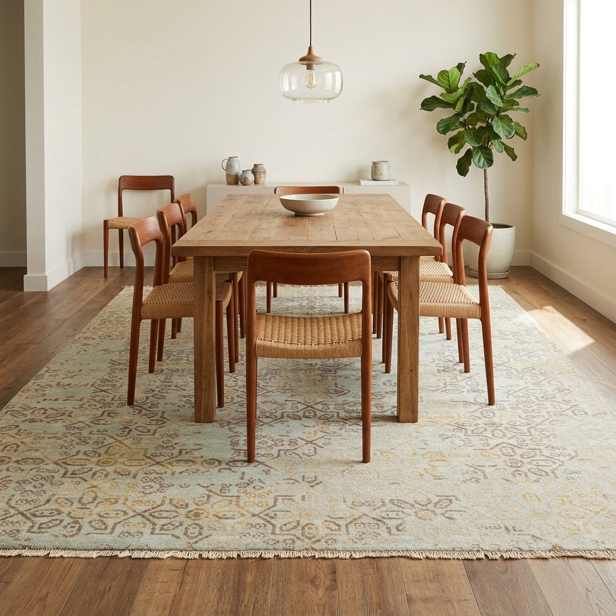 Floral Persian Oriental Area Living room Rug in a dining room