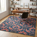 Floral Pink Hand knotted Rug in a home office