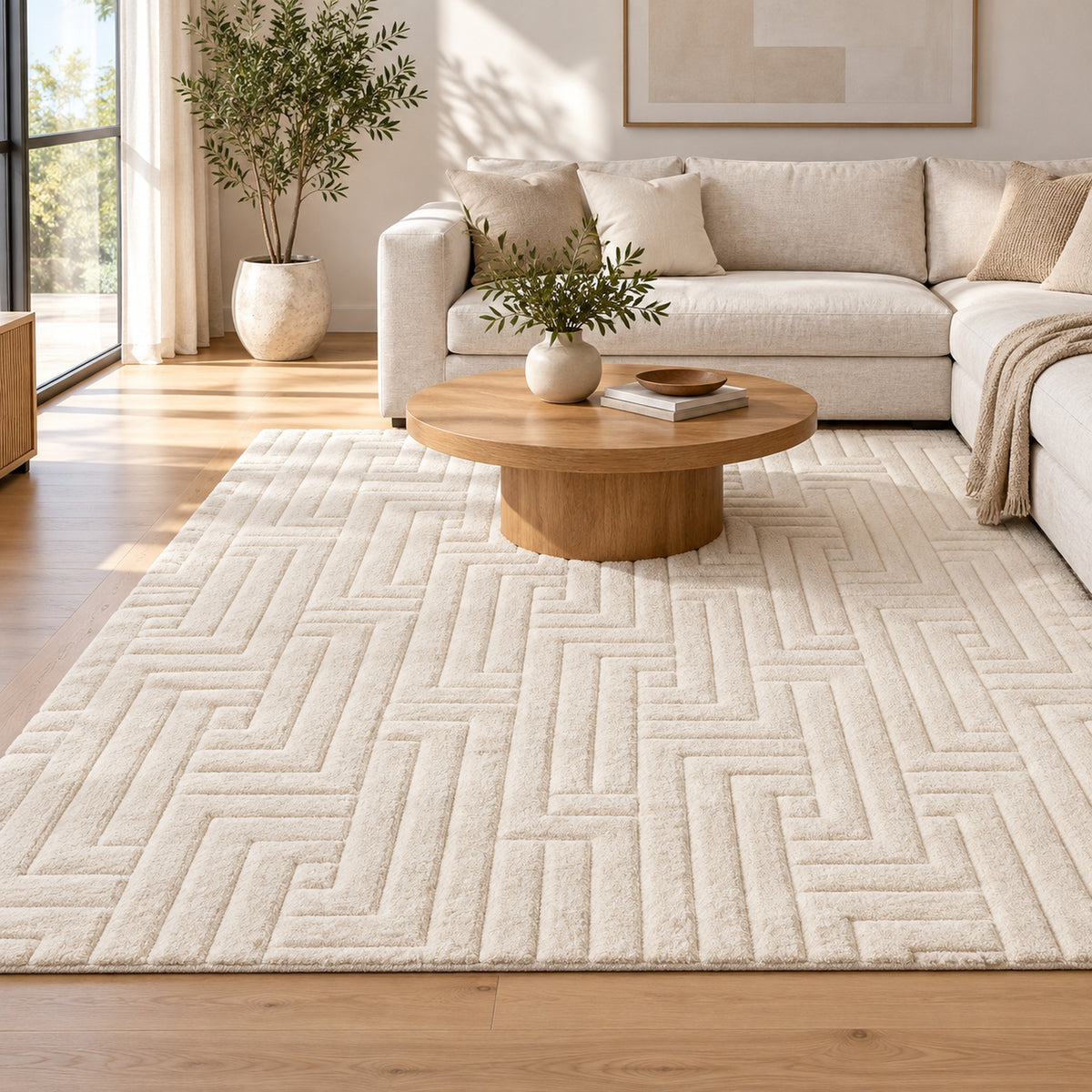Fluffy Shag brown Area Rug in a bedroom