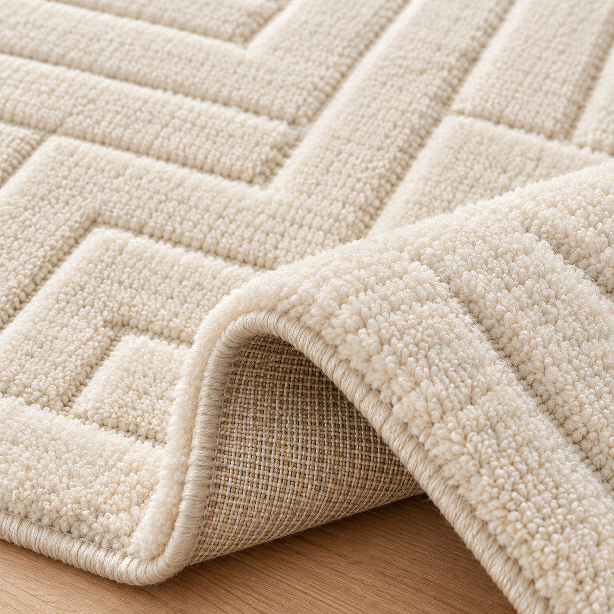 Fluffy Shag brown Area Rug, folded corner showing the back