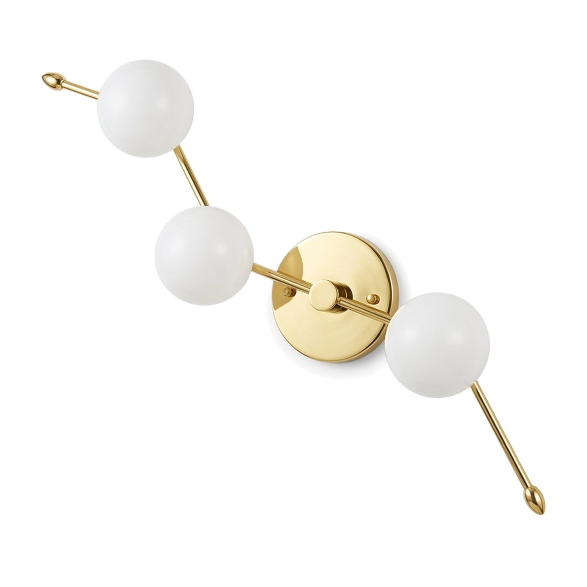 Four-Light Flush Mount Ceiling & Wall Light – Italian Brass Globe Fixture in polished brass