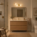 Four-Light Flush Mount Ceiling & Wall Light – Italian Brass Globe Fixture in a room