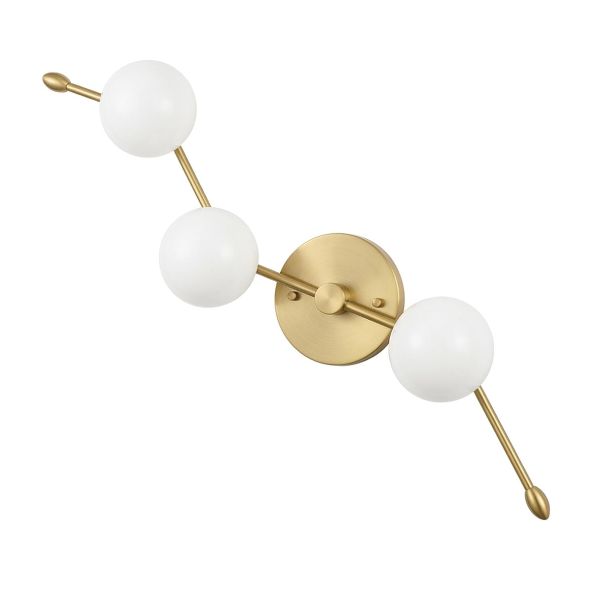 Four-Light Flush Mount Ceiling & Wall Light – Italian Brass Globe Fixture in brushed brass