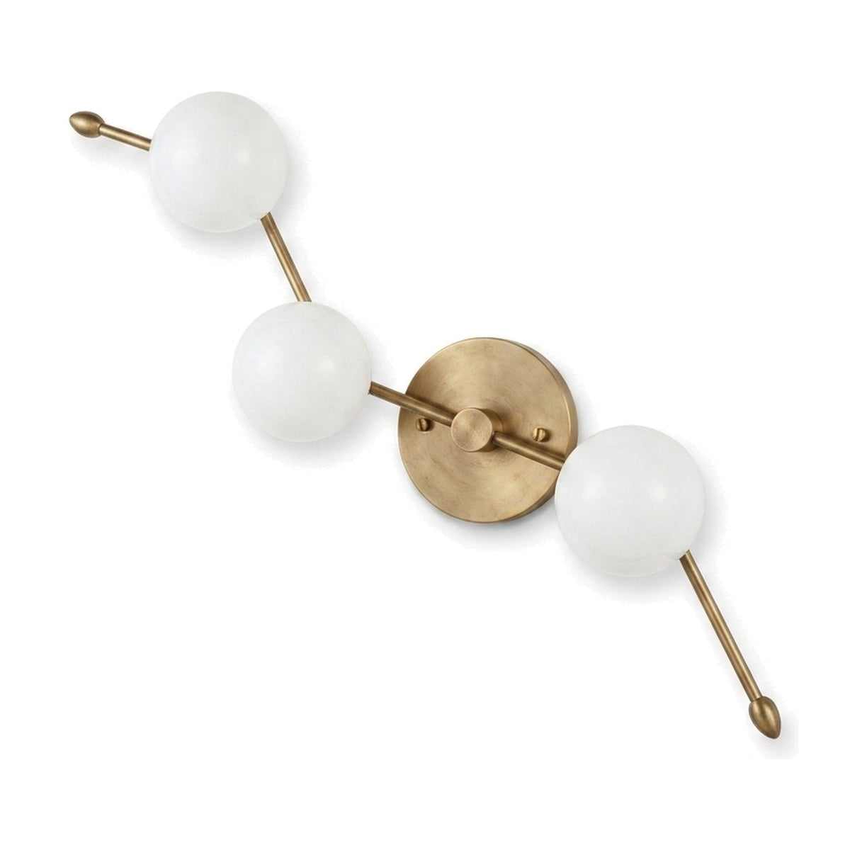 Four-Light Flush Mount Ceiling & Wall Light – Italian Brass Globe Fixture in raw brass