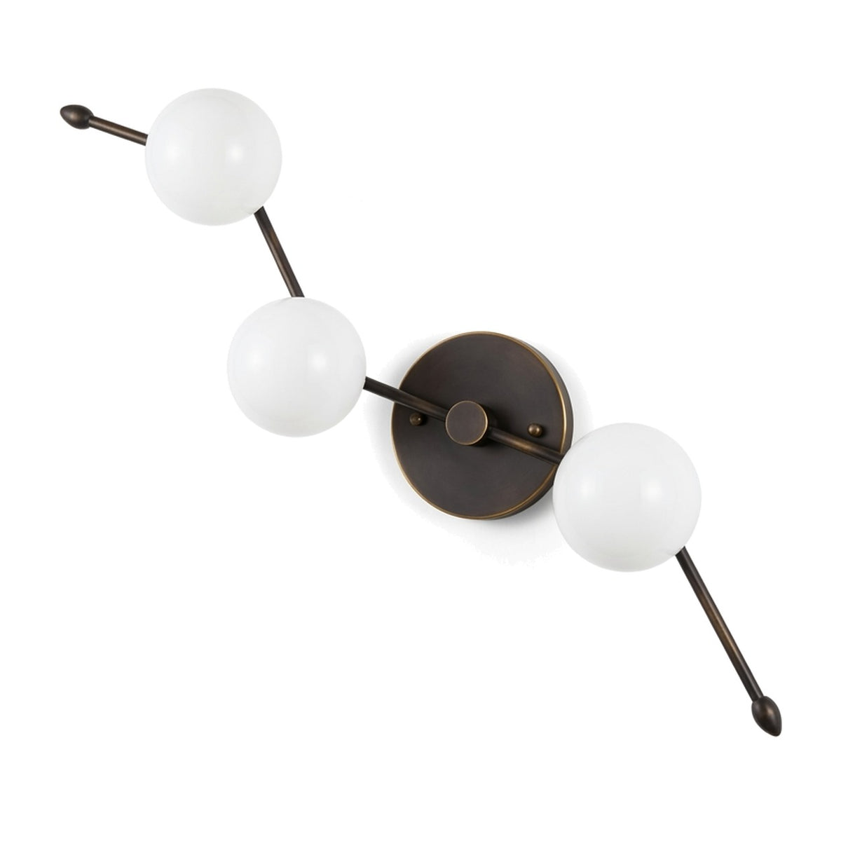 Four-Light Flush Mount Ceiling & Wall Light – Italian Brass Globe Fixture in blackened brass