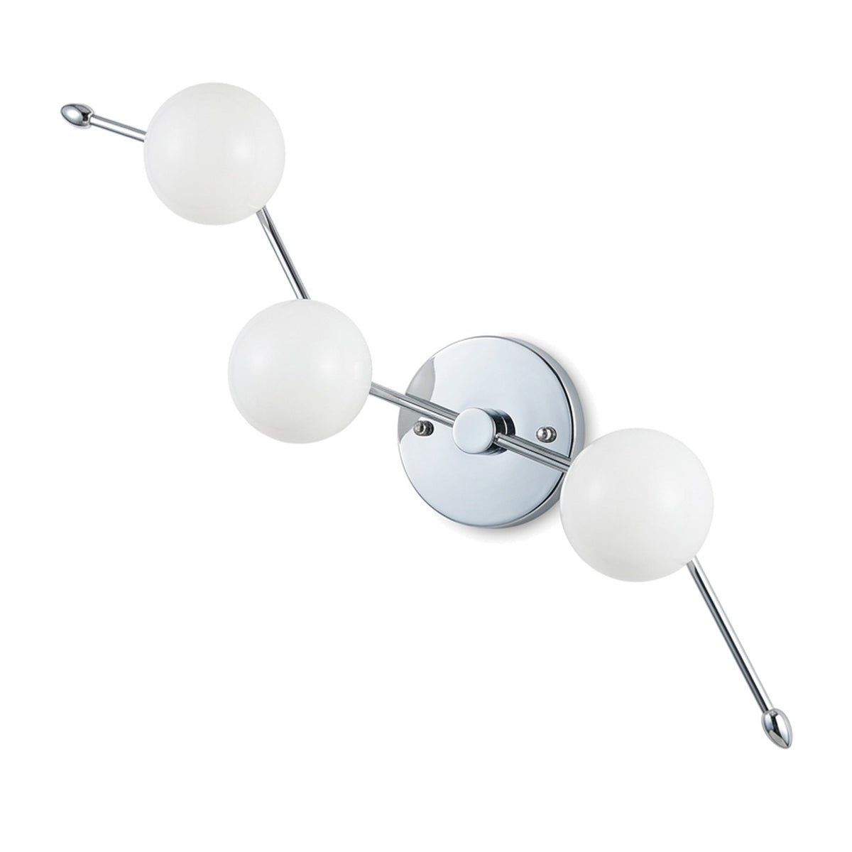 Four-Light Flush Mount Ceiling & Wall Light – Italian Brass Globe Fixture in polished chrome