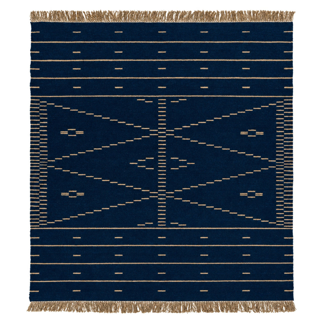 Geometric Dhurrie Rug, full view on a white background