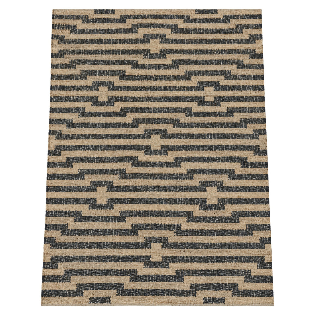 Geometric Pattern Jute Rug - Sustainable Choice for Modern Homes, full view on a white background
