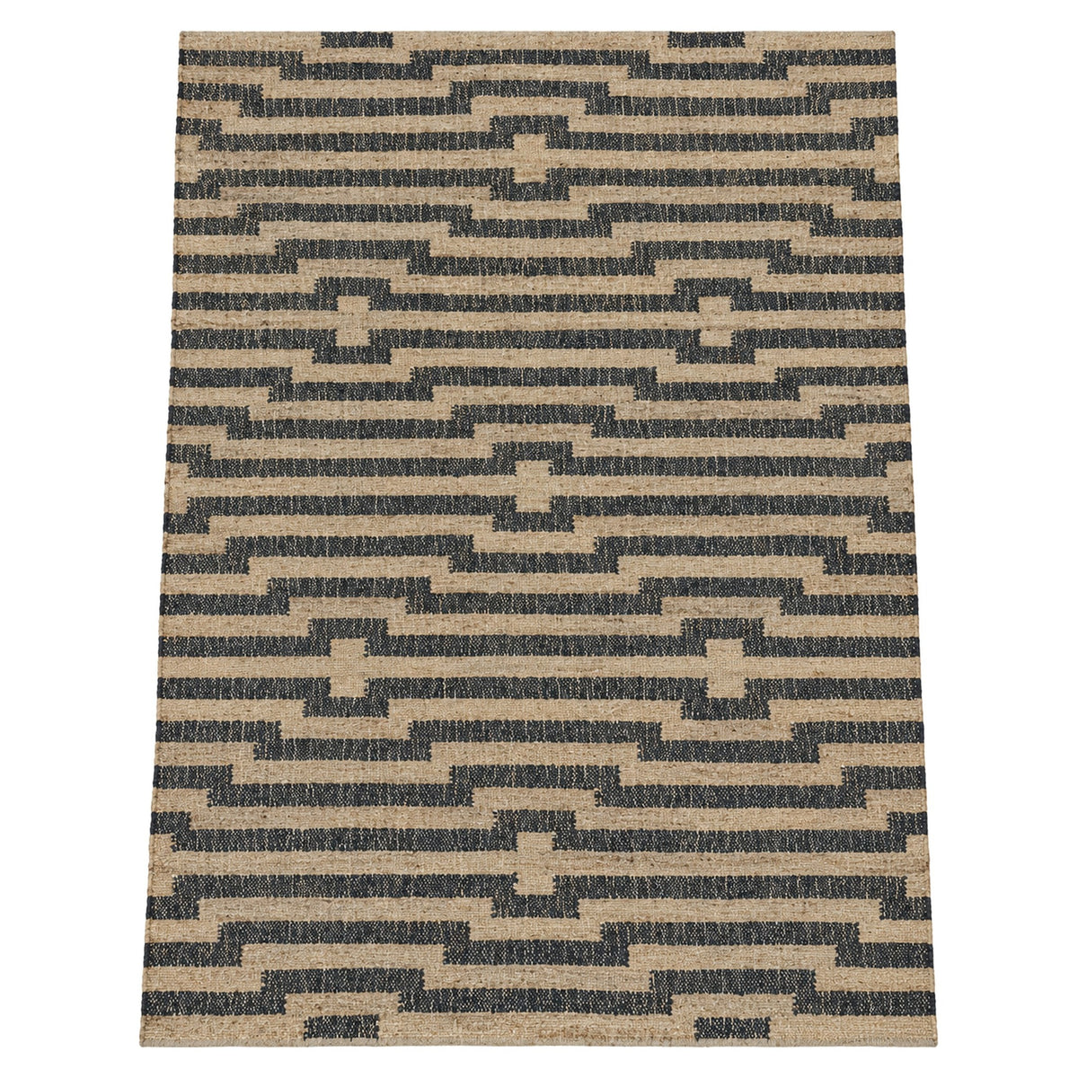 Geometric Pattern Jute Rug - Sustainable Choice for Modern Homes, full view on a white background