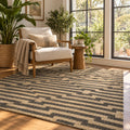 Geometric Pattern Jute Rug - Sustainable Choice for Modern Homes in a reading nook