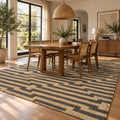 Geometric Pattern Jute Rug - Sustainable Choice for Modern Homes in a dining room