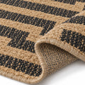 Geometric Pattern Jute Rug - Sustainable Choice for Modern Homes, folded corner showing the back