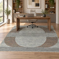 Gray Saree Silk Distressed look Handmade Vintage Rug in a home office