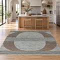 Gray Saree Silk Distressed look Handmade Vintage Rug in a kitchen