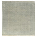 Gray Silver Floral Traditional Faded Color Hand Knotted Rug, full view on a white background