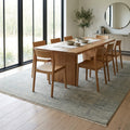 Gray Silver Floral Traditional Faded Color Hand Knotted Rug in a dining room