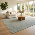 Gray Silver Floral Traditional Faded Color Hand Knotted Rug in a living room