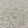 Gray Silver Floral Traditional Faded Color Hand Knotted Rug, close up of the texture