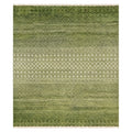 Green Bedroom Area Geometric Rug, full view on a white background