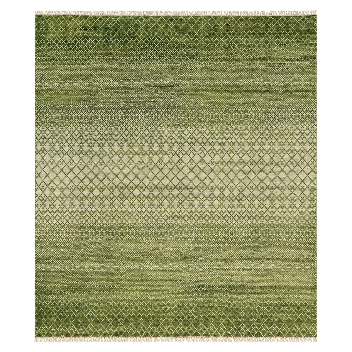 Green Bedroom Area Geometric Rug, full view on a white background