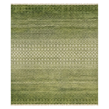 Green Bedroom Area Geometric Rug, full view on a white background