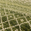 Green Bedroom Area Geometric Rug, close up of the texture