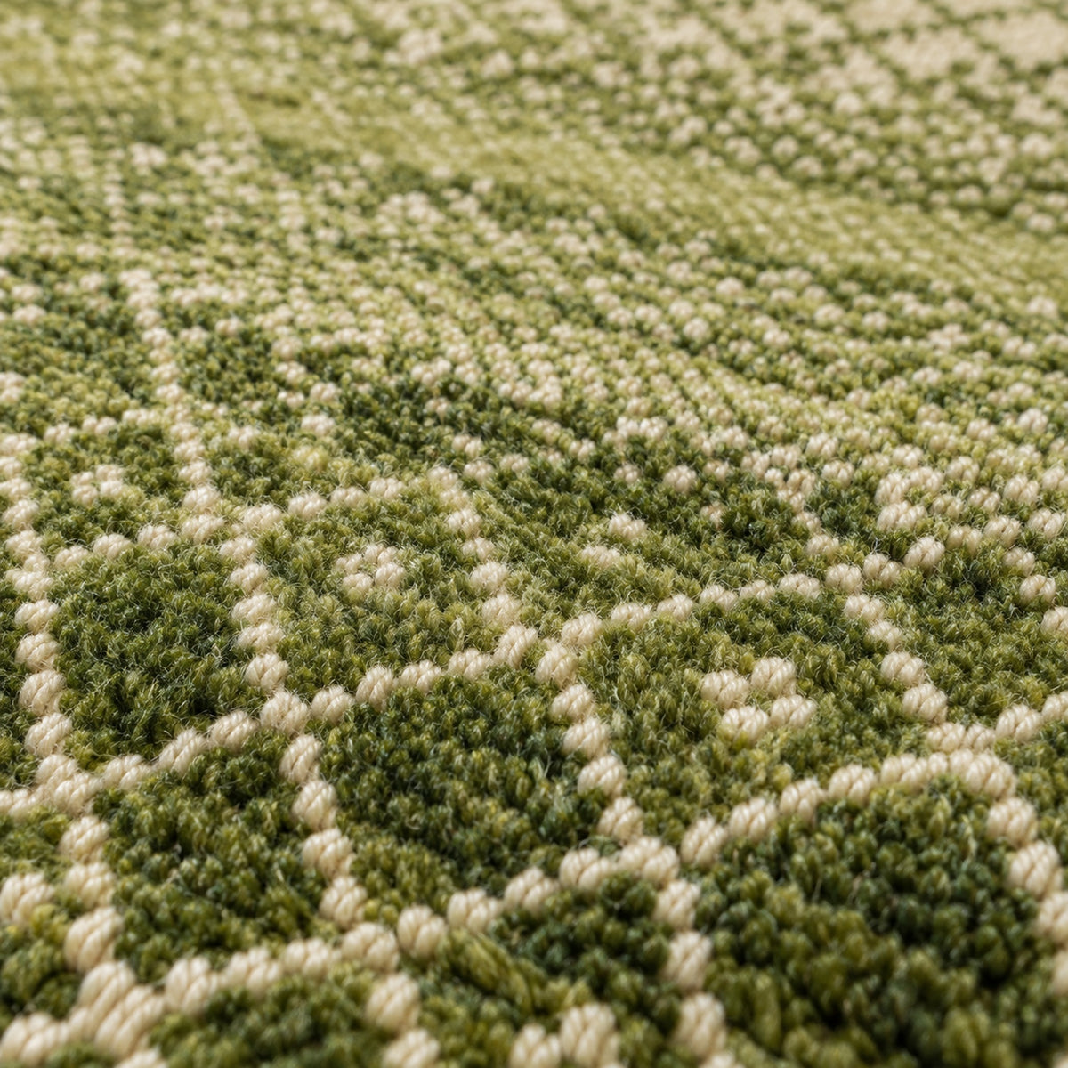 Green Bedroom Area Geometric Rug, close up of the texture