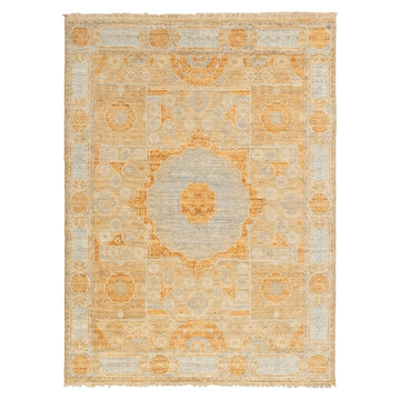 Hand-Knotted Mamluk Pastel colors Rug, full view on a white background